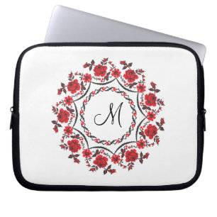 Roses ring Personalised Monogram Initial Laptop Sleeve