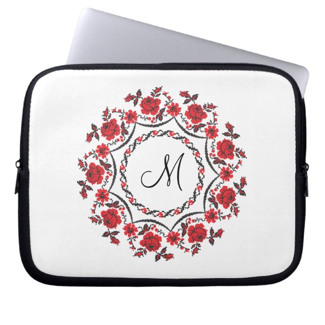Roses ring Personalised Monogram Initial Laptop Sleeve (Front)