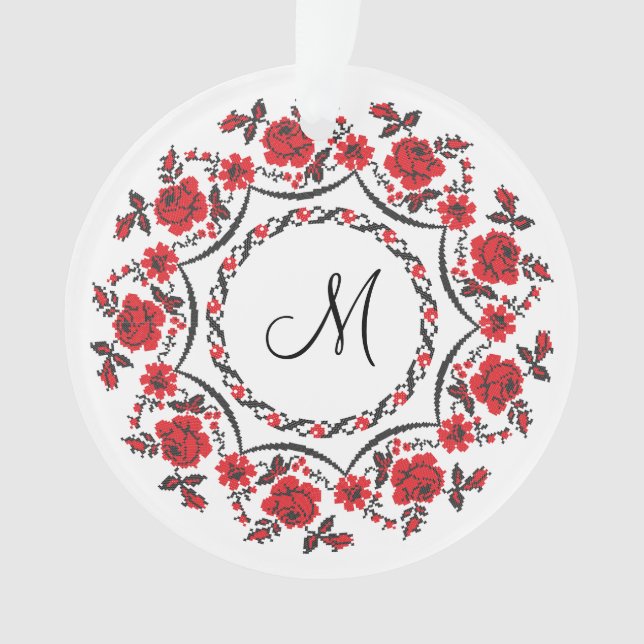 Roses ring Personalised Monogram Initial Ornament (Front)