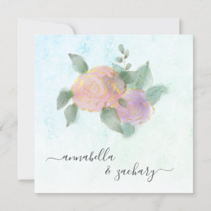*~* ROSES + RSVP QR Gold Glitter - AR12 Wedding Invitation