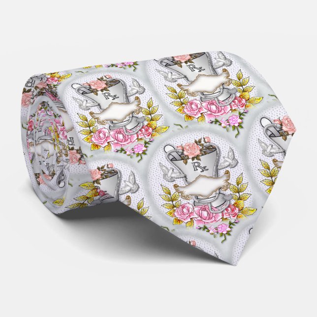 Roses RX Mortar Pestle doctor  Tie (Rolled)