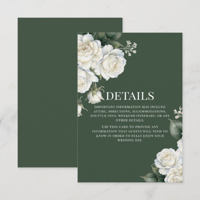 Roses Sage Floral Wedding Enclosure Card (Front/Back)