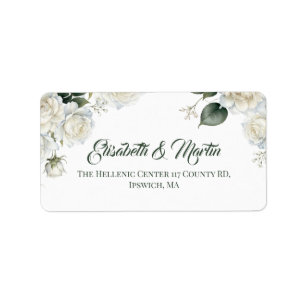 Roses Sage Floral Wedding  Label