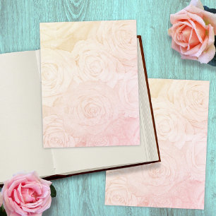 Roses Scrapbook Paper Pale Pink Background 