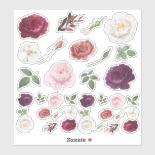 Roses Scrapbooking Stickers - Floral Crafting Set