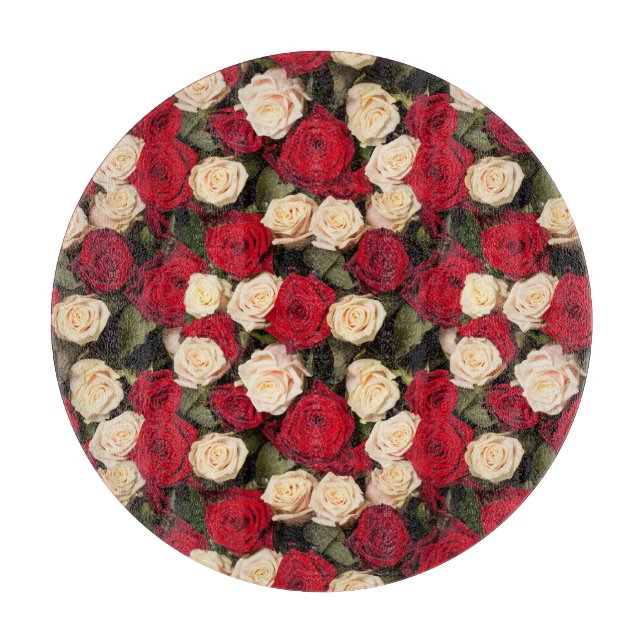 Roses, seamless, elegant background tile cutting board (Front)
