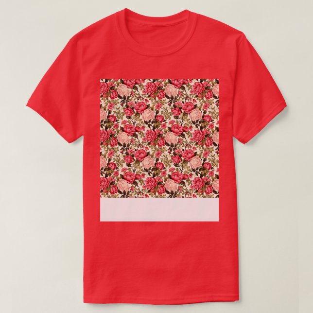 Roses Seamless Pattern Pretty Floral Flower Bud Th T-Shirt (Design Front)