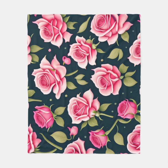 Roses Seamless Pattern Valentines Day Fleece Blank (Front)