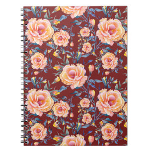 Roses, seamless, red background pattern notebook