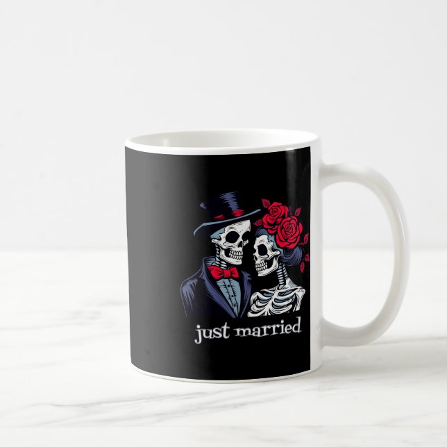 Roses Skeleton Bride And Groom Skeleton Halloween  Coffee Mug (Right)