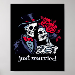 Roses Skeleton Bride And Groom Skeleton Halloween  Poster