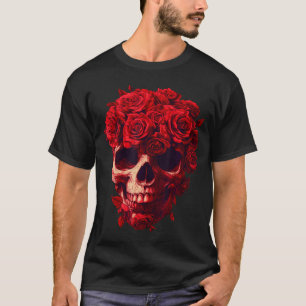Roses Skeleton Skull Flower Nature Gardening T-Shirt