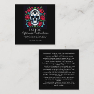 Roses skull tattoo Aftercare Instructions Stylish  Square Business Card