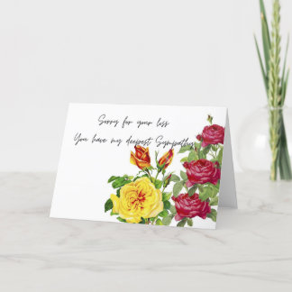 roses sorry for your loss, sympathy card