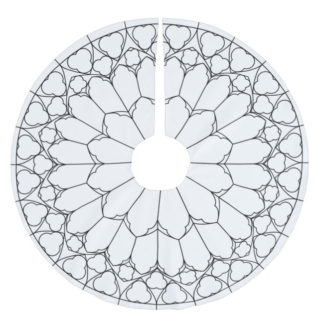 Roses Stained Glass Brushed Polyester Tree Skirt (Front)