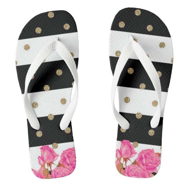 Roses, Stripes and Polka Dots Flip Flops (Footbed)
