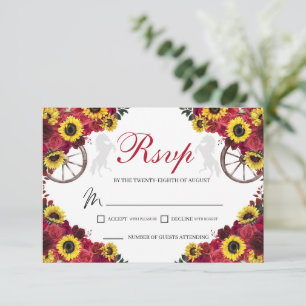 Roses Sunflowers Quinceanera RSVP Enclosure Card