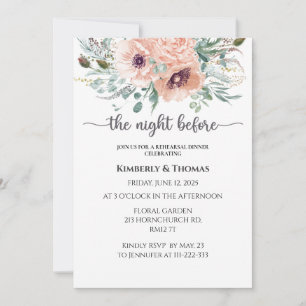 Roses the night before rehearsal dinner invitation