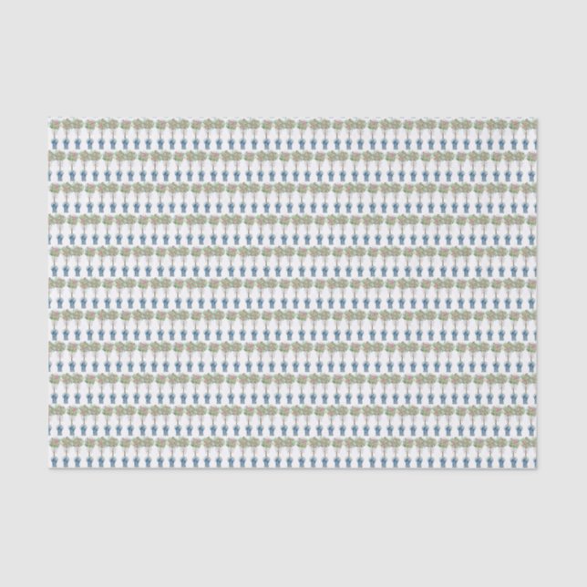 Roses Topiary Blue and White Ginger Jar  Tissue Paper (Front)