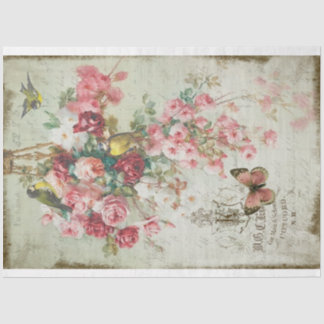Roses Traînantes Pink Roses & Birds Decoupage Tissue Paper