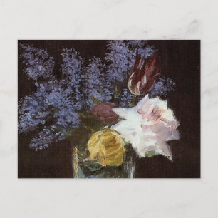 Roses, Tulips, Lilacs in a Crystal Vase - Postcard