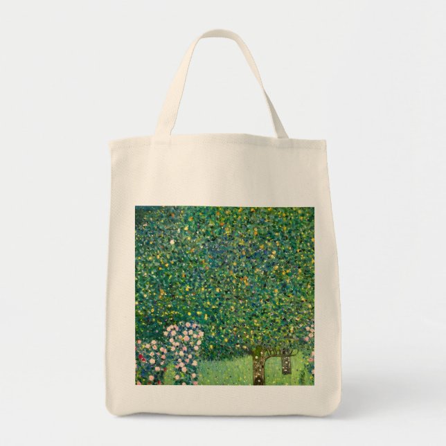 Roses Under the Trees Gustav Klimt Wall Art Print Tote Bag (Front)