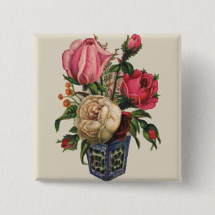 Roses Victorian flower floral rose bouquet 15 Cm Square Badge