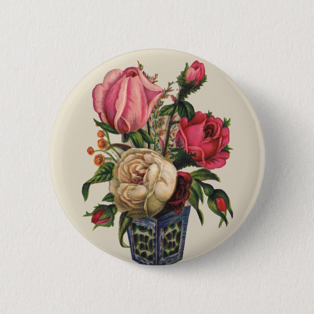 Roses Victorian flower floral rose bouquet 6 Cm Round Badge (Front)