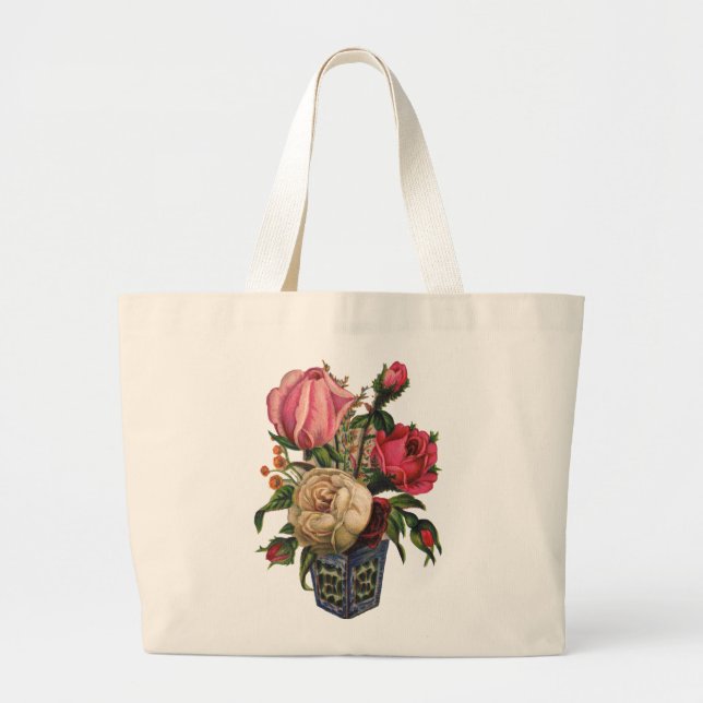 Roses Victorian flower floral rose bouquet Large Tote Bag (Front)