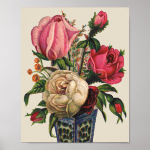 Roses Victorian flower floral rose bouquet Poster