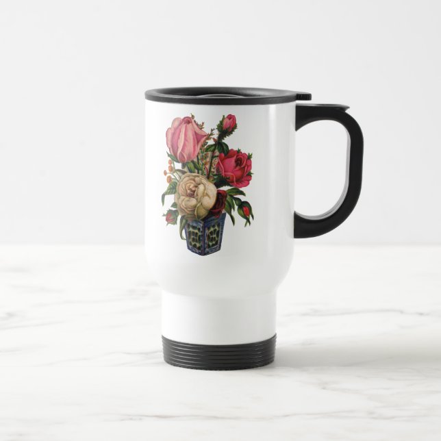 Roses Victorian flower floral rose bouquet Travel Mug (Right)