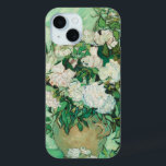 Roses | Vincent Van Gogh iPhone 15 Case<br><div class="desc">Roses (1890) by Dutch post-impressionist artist Vincent Van Gogh. Original work is an oil on canvas painting depicting a still life of white roses against a light green background. 

Use the design tools to add custom text or personalise the image.</div>