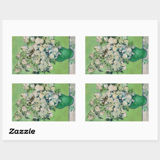 Roses, Vincent van Gogh Rectangular Sticker (Sheet)