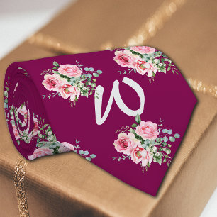 Roses Vintage Autumn Personalise Initial Tie