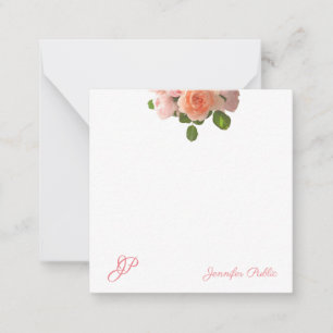 Roses Watercolor Art Elegant Monogram Template