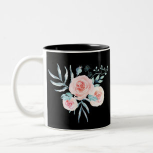 Roses Watercolor / Floral Two-Tone Coffee Mug