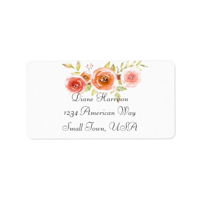 Roses Watercolor Floral Wedding Label (Front)