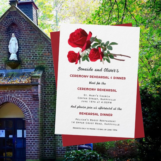 Roses Wedding Ceremony Rehearsal Dinner Invitation (Creator Uploaded)