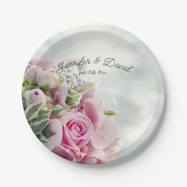 Roses Wedding Paper Plates (Front)