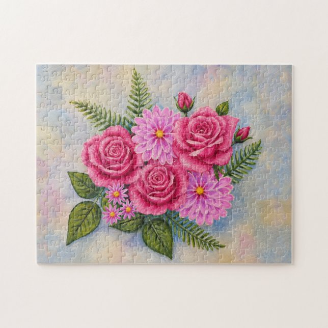 Roses with Dahlias  Jigsaw Puzzle (Horizontal)