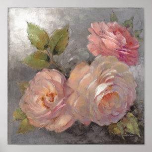 Roses with Grey Poster