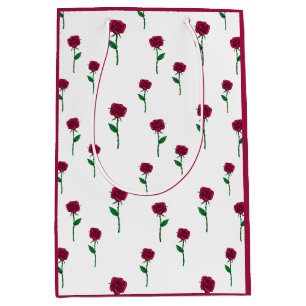 Roses with stem romantic Valentine's Day design Medium Gift Bag