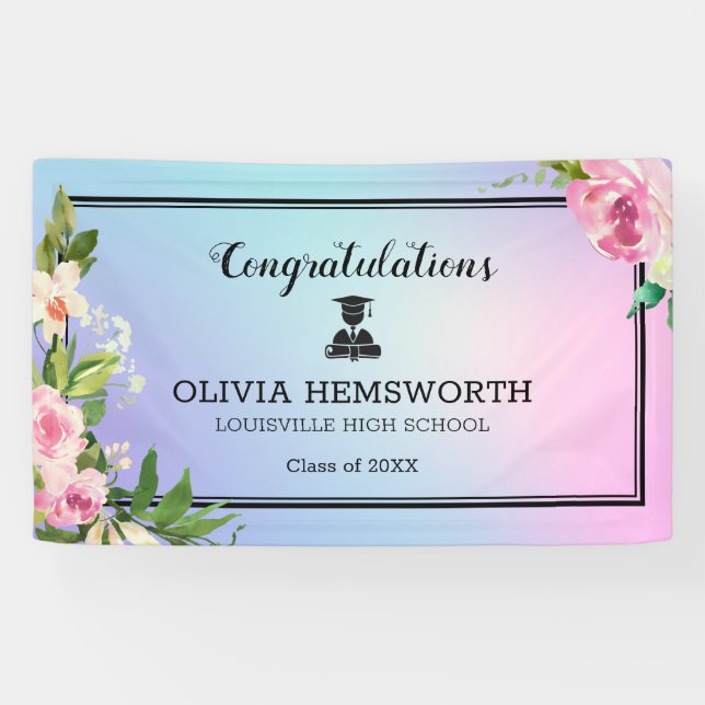Roses Wreath Graduate Banner (Horizontal)