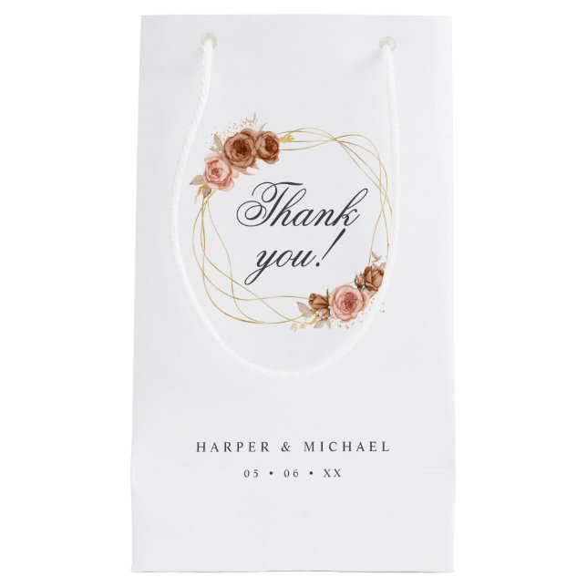 roses wreath wedding thank you small gift bag (Front)