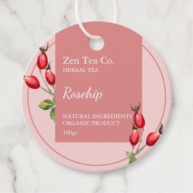 Roseship Herbal Tea Business Tag (Front)