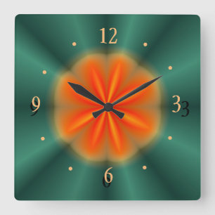 Rosette in Red/Orange With Green> Kitchen Clock