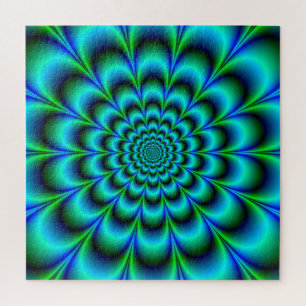 Rosette in Turquoise Green and Blue Jigsaw Puzzle