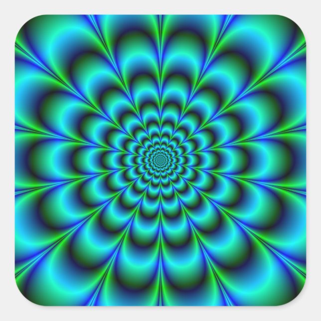 Rosette in Turquoise Green and Blue Square Sticker (Front)