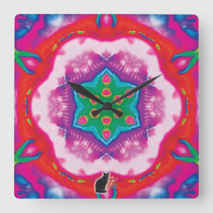 Rosette Kaleidoscope Square Wall Clock