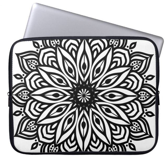 Rosette mandala ornament decor laptop sleeve (Front)